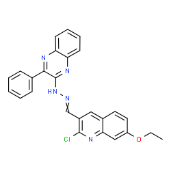 ChemSpider 2D Image | 2-{2-[(2-Chloro-7-ethoxy-3-quinolinyl)methylene]hydrazino}-3-phenylquinoxaline | C26H20ClN5O