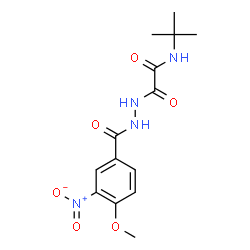 ChemSpider 2D Image | 2-[2-(4-Methoxy-3-nitrobenzoyl)hydrazino]-N-(2-methyl-2-propanyl)-2-oxoacetamide | C14H18N4O6