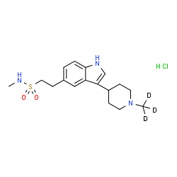 ChemSpider 2D Image | N-Methyl-2-{3-[1-(~2~H_3_)methyl-4-piperidinyl]-1H-indol-5-yl}ethanesulfonamide hydrochloride (1:1) | C17H23D3ClN3O2S