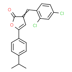 ChemSpider 2D Image | 3-(2,4-Dichlorobenzylidene)-5-(4-isopropylphenyl)-2(3H)-furanone | C20H16Cl2O2