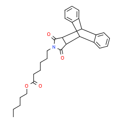 ChemSpider 2D Image | Pentyl 6-(16,18-dioxo-17-azapentacyclo[6.6.5.0~2,7~.0~9,14~.0~15,19~]nonadeca-2,4,6,9,11,13-hexaen-17-yl)hexanoate | C29H33NO4