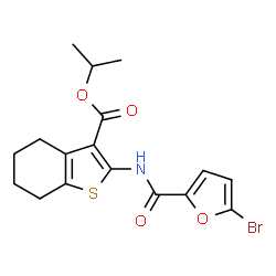 ChemSpider 2D Image | Isopropyl 2-[(5-bromo-2-furoyl)amino]-4,5,6,7-tetrahydro-1-benzothiophene-3-carboxylate | C17H18BrNO4S