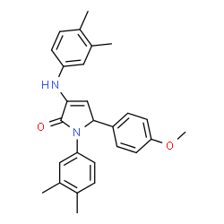 ChemSpider 2D Image | 1-(3,4-Dimethylphenyl)-3-[(3,4-dimethylphenyl)amino]-5-(4-methoxyphenyl)-1,5-dihydro-2H-pyrrol-2-one | C27H28N2O2