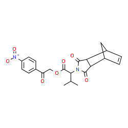 ChemSpider 2D Image | 2-(4-Nitrophenyl)-2-oxoethyl 2-(3,5-dioxo-4-azatricyclo[5.2.1.0~2,6~]dec-8-en-4-yl)-3-methylbutanoate | C22H22N2O7
