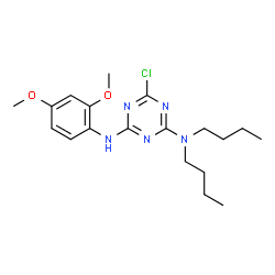 ChemSpider 2D Image | N,N-Dibutyl-6-chloro-N'-(2,4-dimethoxyphenyl)-1,3,5-triazine-2,4-diamine | C19H28ClN5O2