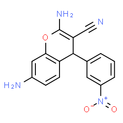 ChemSpider 2D Image | 2,7-Diamino-4-(3-nitrophenyl)-4H-chromene-3-carbonitrile | C16H12N4O3