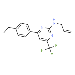 ChemSpider 2D Image | N-Allyl-4-(4-ethylphenyl)-6-(trifluoromethyl)-2-pyrimidinamine | C16H16F3N3