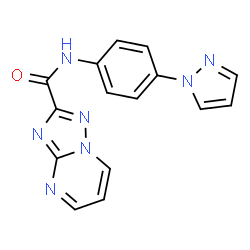 ChemSpider 2D Image | N-[4-(1H-Pyrazol-1-yl)phenyl][1,2,4]triazolo[1,5-a]pyrimidine-2-carboxamide | C15H11N7O