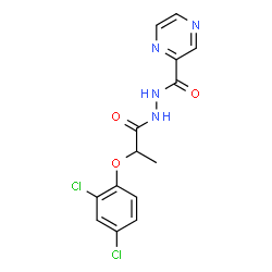 ChemSpider 2D Image | N'-[2-(2,4-Dichlorophenoxy)propanoyl]-2-pyrazinecarbohydrazide | C14H12Cl2N4O3