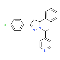 ChemSpider 2D Image | 2-(4-Chlorophenyl)-5-(4-pyridinyl)-1,10b-dihydropyrazolo[1,5-c][1,3]benzoxazine | C21H16ClN3O