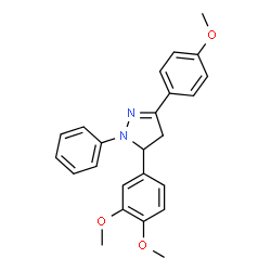 ChemSpider 2D Image | 5-(3,4-Dimethoxyphenyl)-3-(4-methoxyphenyl)-1-phenyl-4,5-dihydro-1H-pyrazole | C24H24N2O3