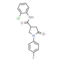 ChemSpider 2D Image | N-(2-Chlorophenyl)-1-(4-fluorophenyl)-5-oxo-3-pyrrolidinecarboxamide | C17H14ClFN2O2