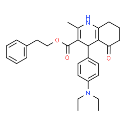 ChemSpider 2D Image | 2-Phenylethyl 4-[4-(diethylamino)phenyl]-2-methyl-5-oxo-1,4,5,6,7,8-hexahydro-3-quinolinecarboxylate | C29H34N2O3
