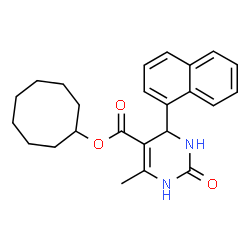 ChemSpider 2D Image | Cyclooctyl 6-methyl-4-(1-naphthyl)-2-oxo-1,2,3,4-tetrahydro-5-pyrimidinecarboxylate | C24H28N2O3