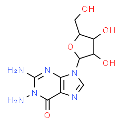 ChemSpider 2D Image | 1,2-Diamino-9-pentofuranosyl-1,9-dihydro-6H-purin-6-one | C10H14N6O5
