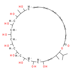 ChemSpider 2D Image | 16,18,20,22,24,26,28,30,32-Nonahydroxy-36-isopropyl-17,35-dimethyloxacyclohexatriaconta-3,5,7,9,11,13,33-heptaen-2-onato(3-) | C40H64O11
