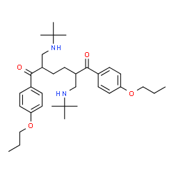 ChemSpider 2D Image | 2,5-Bis-(tert-butylamino-methyl)-1,6-bis-(4-propoxy-phenyl)-hexane-1,6-dione | C34H52N2O4