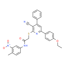 ChemSpider 2D Image | 2-{[3-Cyano-6-(4-ethoxyphenyl)-4-phenyl-2-pyridinyl]sulfanyl}-N-(4-methyl-3-nitrophenyl)acetamide | C29H24N4O4S