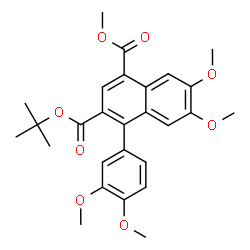 ChemSpider 2D Image | 1-Methyl 3-(2-methyl-2-propanyl) 4-(3,4-dimethoxyphenyl)-6,7-dimethoxy-1,3-naphthalenedicarboxylate | C27H30O8