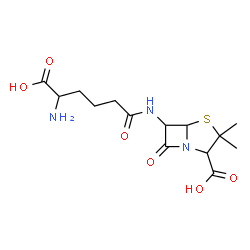 ChemSpider 2D Image | 6-[(5-Amino-5-carboxypentanoyl)amino]-3,3-dimethyl-7-oxo-4-thia-1-azabicyclo[3.2.0]heptane-2-carboxylic acid | C14H21N3O6S