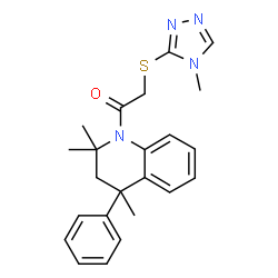 ChemSpider 2D Image | 2-[(4-Methyl-4H-1,2,4-triazol-3-yl)sulfanyl]-1-(2,2,4-trimethyl-4-phenyl-3,4-dihydro-1(2H)-quinolinyl)ethanone | C23H26N4OS
