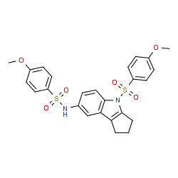 ChemSpider 2D Image | 4-Methoxy-N-{4-[(4-methoxyphenyl)sulfonyl]-1,2,3,4-tetrahydrocyclopenta[b]indol-7-yl}benzenesulfonamide | C25H24N2O6S2