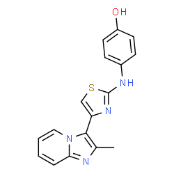 ChemSpider 2D Image | 4-{[4-(2-Methylimidazo[1,2-a]pyridin-3-yl)-1,3-thiazol-2-yl]amino}phenol | C17H14N4OS