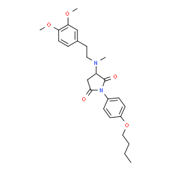 ChemSpider 2D Image | 1-(4-Butoxyphenyl)-3-{[2-(3,4-dimethoxyphenyl)ethyl](methyl)amino}-2,5-pyrrolidinedione | C25H32N2O5