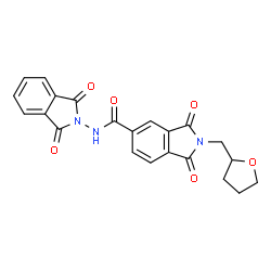 ChemSpider 2D Image | N-(1,3-Dioxo-1,3-dihydro-2H-isoindol-2-yl)-1,3-dioxo-2-(tetrahydro-2-furanylmethyl)-5-isoindolinecarboxamide | C22H17N3O6