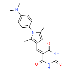 ChemSpider 2D Image | 5-({1-[4-(Dimethylamino)phenyl]-2,5-dimethyl-1H-pyrrol-3-yl}methylene)-2,4,6(1H,3H,5H)-pyrimidinetrione | C19H20N4O3