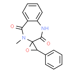 ChemSpider 2D Image | 4-Methyl-3'-phenylspiro[1,4-benzodiazepine-3,2'-oxirane]-2,5(1H,4H)-dione | C17H14N2O3