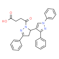 ChemSpider 2D Image | 4-Oxo-4-(1',3',5-triphenyl-3,4-dihydro-1'H,2H-3,4'-bipyrazol-2-yl)butanoic acid | C28H24N4O3