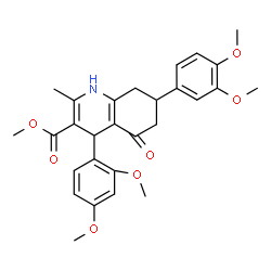 ChemSpider 2D Image | Methyl 4-(2,4-dimethoxyphenyl)-7-(3,4-dimethoxyphenyl)-2-methyl-5-oxo-1,4,5,6,7,8-hexahydro-3-quinolinecarboxylate | C28H31NO7