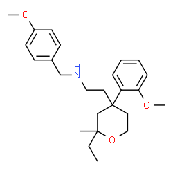 ChemSpider 2D Image | 2-[2-Ethyl-4-(2-methoxyphenyl)-2-methyltetrahydro-2H-pyran-4-yl]-N-(4-methoxybenzyl)ethanamine | C25H35NO3