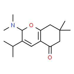 ChemSpider 2D Image | 2-Dimethylamino-3-isopropyl-7,7-dimethyl-2,6,7,8-tetrahydro-chromen-5-one | C16H25NO2