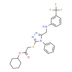ChemSpider 2D Image | Cyclohexyl {[4-phenyl-5-({[3-(trifluoromethyl)phenyl]amino}methyl)-4H-1,2,4-triazol-3-yl]sulfanyl}acetate | C24H25F3N4O2S