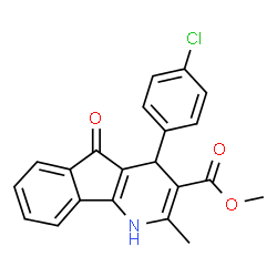 ChemSpider 2D Image | Methyl 4-(4-chlorophenyl)-2-methyl-5-oxo-4,5-dihydro-1H-indeno[1,2-b]pyridine-3-carboxylate | C21H16ClNO3
