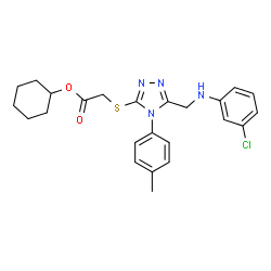 ChemSpider 2D Image | Cyclohexyl {[5-{[(3-chlorophenyl)amino]methyl}-4-(4-methylphenyl)-4H-1,2,4-triazol-3-yl]sulfanyl}acetate | C24H27ClN4O2S