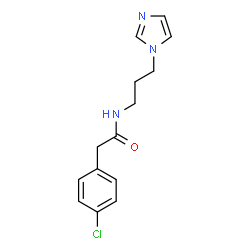 ChemSpider 2D Image | 2-(4-Chlorophenyl)-N-[3-(1H-imidazol-1-yl)propyl]acetamide | C14H16ClN3O