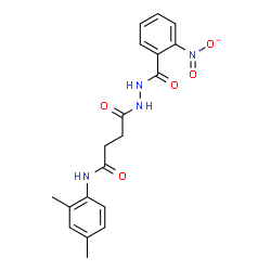 ChemSpider 2D Image | N-(2,4-Dimethylphenyl)-4-[2-(2-nitrobenzoyl)hydrazino]-4-oxobutanamide | C19H20N4O5