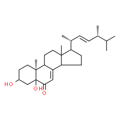 ChemSpider 2D Image | (9xi,10alpha,13xi,14xi,17xi,22E)-3,5-Dihydroxyergosta-7,22-dien-6-one | C28H44O3