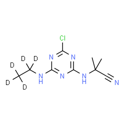 ChemSpider 2D Image | 2-({4-Chloro-6-[(~2~H_5_)ethylamino]-1,3,5-triazin-2-yl}amino)-2-methylpropanenitrile | C9H8D5ClN6