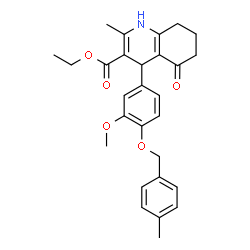 ChemSpider 2D Image | Ethyl 4-{3-methoxy-4-[(4-methylbenzyl)oxy]phenyl}-2-methyl-5-oxo-1,4,5,6,7,8-hexahydro-3-quinolinecarboxylate | C28H31NO5