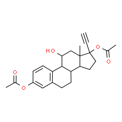 ChemSpider 2D Image | 11-Hydroxy-19-norpregna-1,3,5(10)-trien-20-yne-3,17-diyl diacetate | C24H28O5