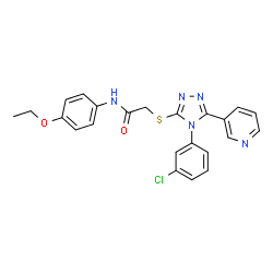 ChemSpider 2D Image | 2-{[4-(3-Chlorophenyl)-5-(3-pyridinyl)-4H-1,2,4-triazol-3-yl]sulfanyl}-N-(4-ethoxyphenyl)acetamide | C23H20ClN5O2S