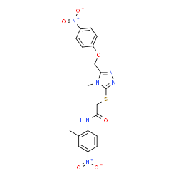 ChemSpider 2D Image | 2-({4-Methyl-5-[(4-nitrophenoxy)methyl]-4H-1,2,4-triazol-3-yl}sulfanyl)-N-(2-methyl-4-nitrophenyl)acetamide | C19H18N6O6S
