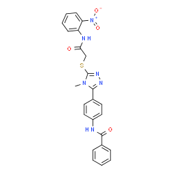 ChemSpider 2D Image | N-{4-[4-methyl-5-({[(2-nitrophenyl)carbamoyl]methyl}sulfanyl)-1,2,4-triazol-3-yl]phenyl}benzamide | C24H20N6O4S