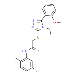 ChemSpider 2D Image | N-(5-Chloro-2-methylphenyl)-2-{[4-ethyl-5-(2-methoxyphenyl)-4H-1,2,4-triazol-3-yl]sulfanyl}acetamide | C20H21ClN4O2S
