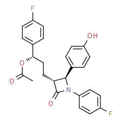 ChemSpider 2D Image | (1S)-1-(4-Fluorophenyl)-3-[(2S,3R)-1-(4-fluorophenyl)-2-(4-hydroxyphenyl)-4-oxo-3-azetidinyl]propyl acetate | C26H23F2NO4
