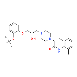 ChemSpider 2D Image | N-(2,6-Dimethylphenyl)-2-[4-(2-hydroxy-3-{2-[(~2~H_3_)methyloxy]phenoxy}propyl)-1-piperazinyl]acetamide | C24H30D3N3O4